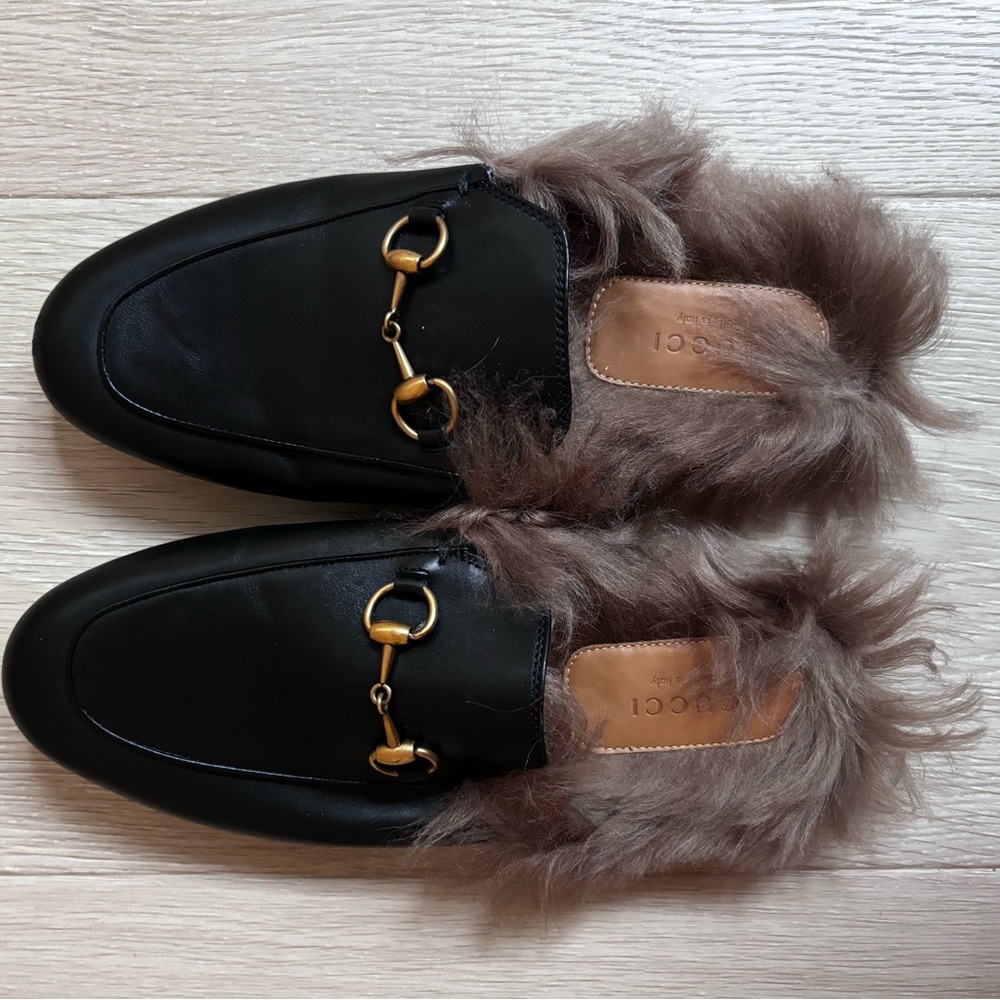 Gucci fur lined mules